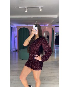 VESTIDO UM OMBRO PAETÊ HMR 